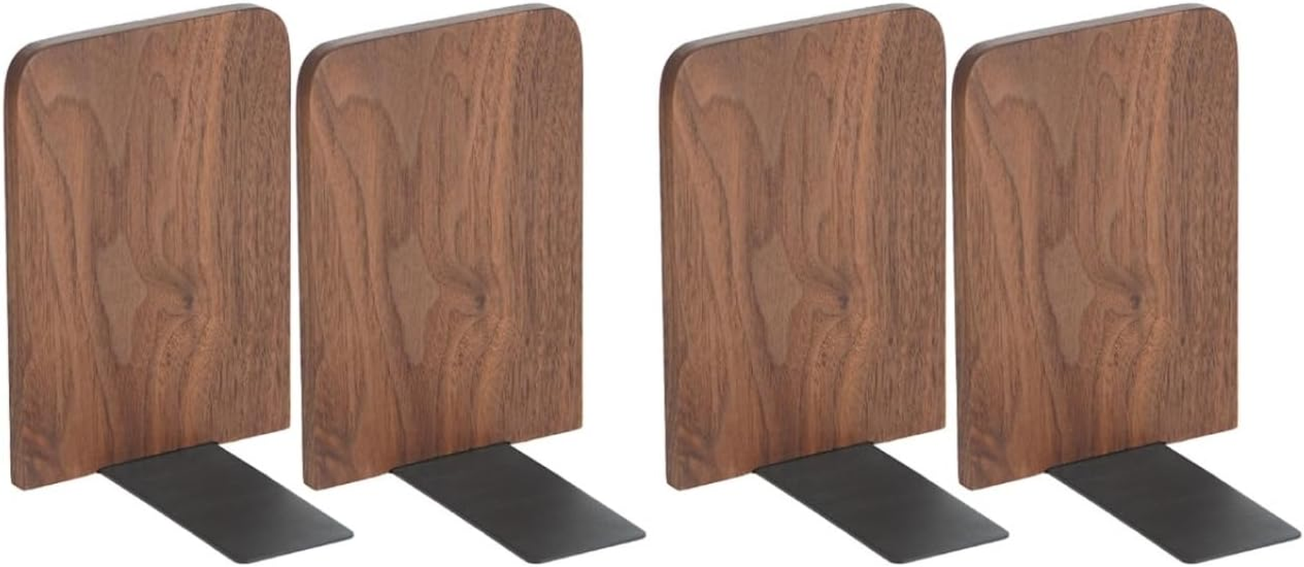 Cabilock Decorative Bookends 2Pcs Set - Wood and Iron Book Holder for Bookshelf Stylish Desktop Organizer 17 X 12 X 11Cm for Home and Office