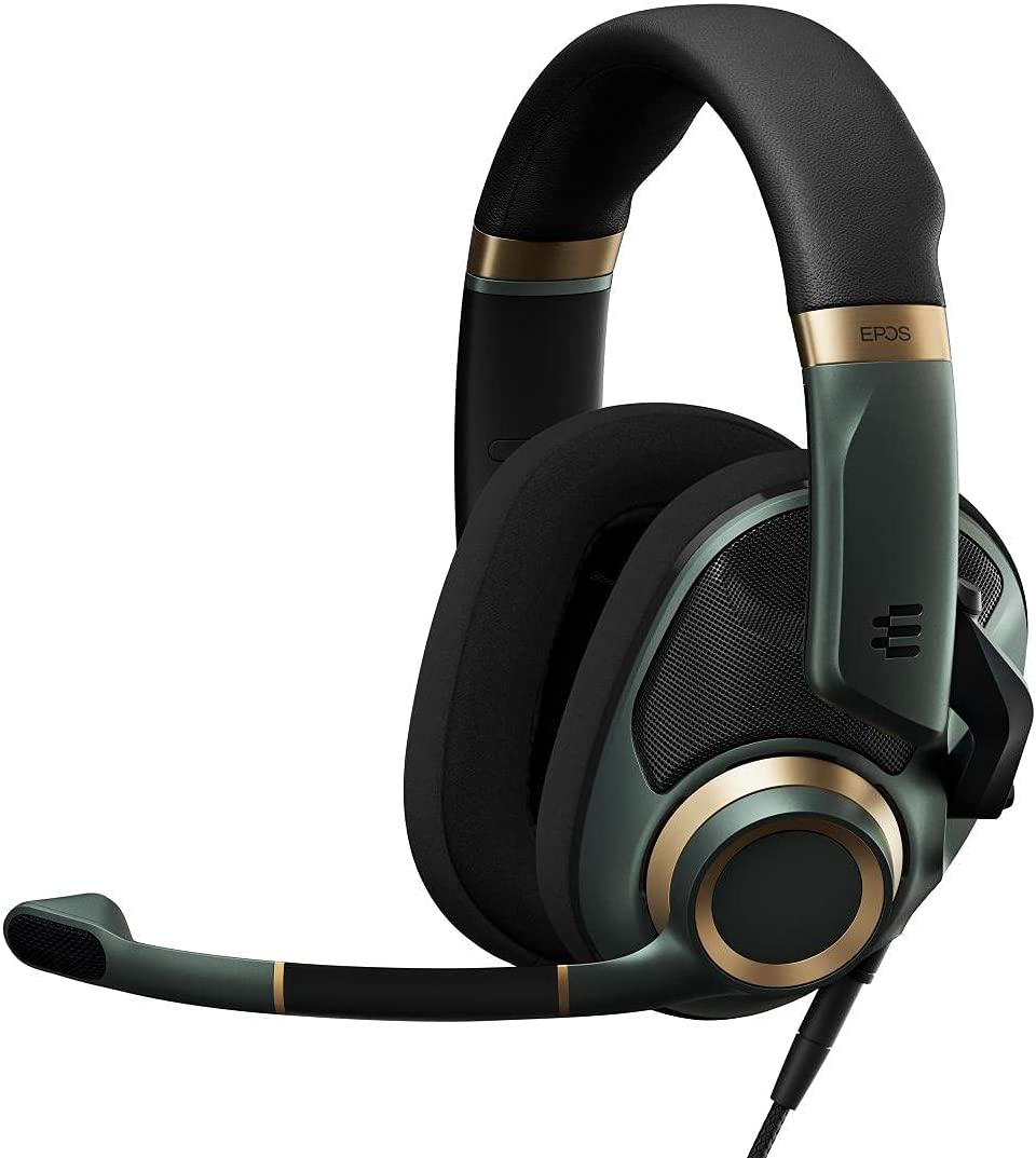 EPOS H6PRO Open Acoustic Professional Gaming Headset; Detachable Lift-To-Mute Mic; Lightweight, Comfortable, Durable; PC, Xbox, Playstation, Switch Compatible; Wired Headset (Racing Green)