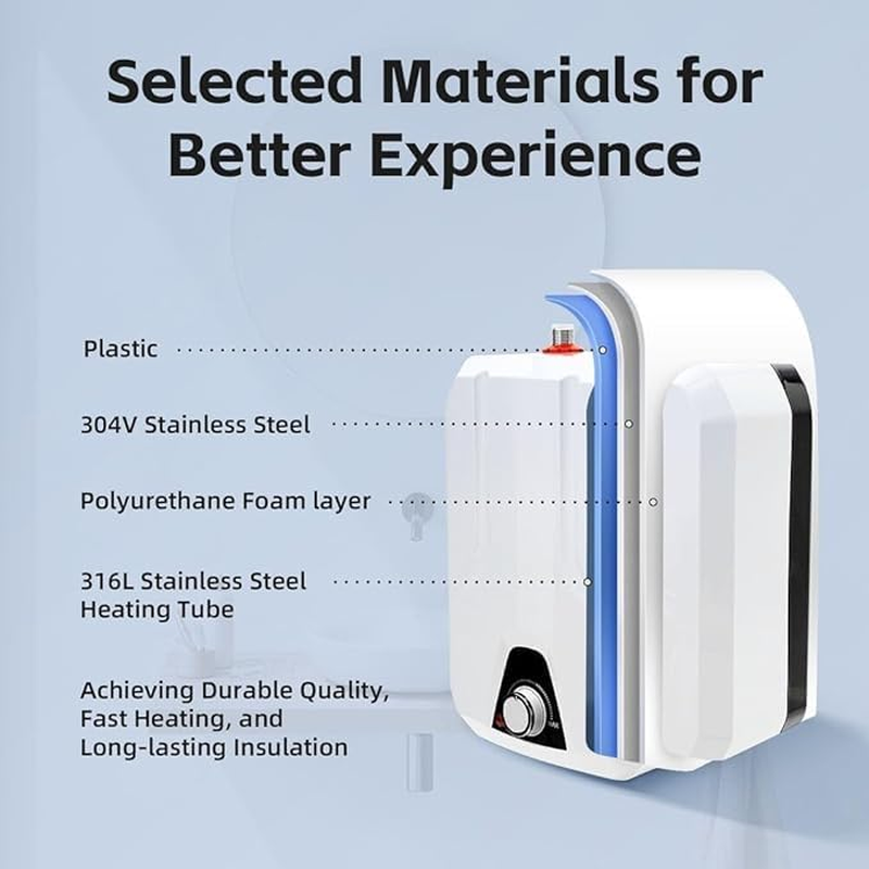 1.5Kw Small under Sink Tank 2.26Gallon Water Heater Hot Storage,Mini Instant Electric RV TR Trailer Kitchen Compact Point-Of-Use image number 3