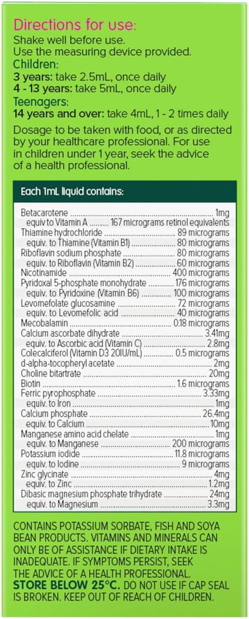Brauer Natural Kids Liquid Multivitamin with Iron 200 Ml, Multicolor (BNLKMUL) image number 2