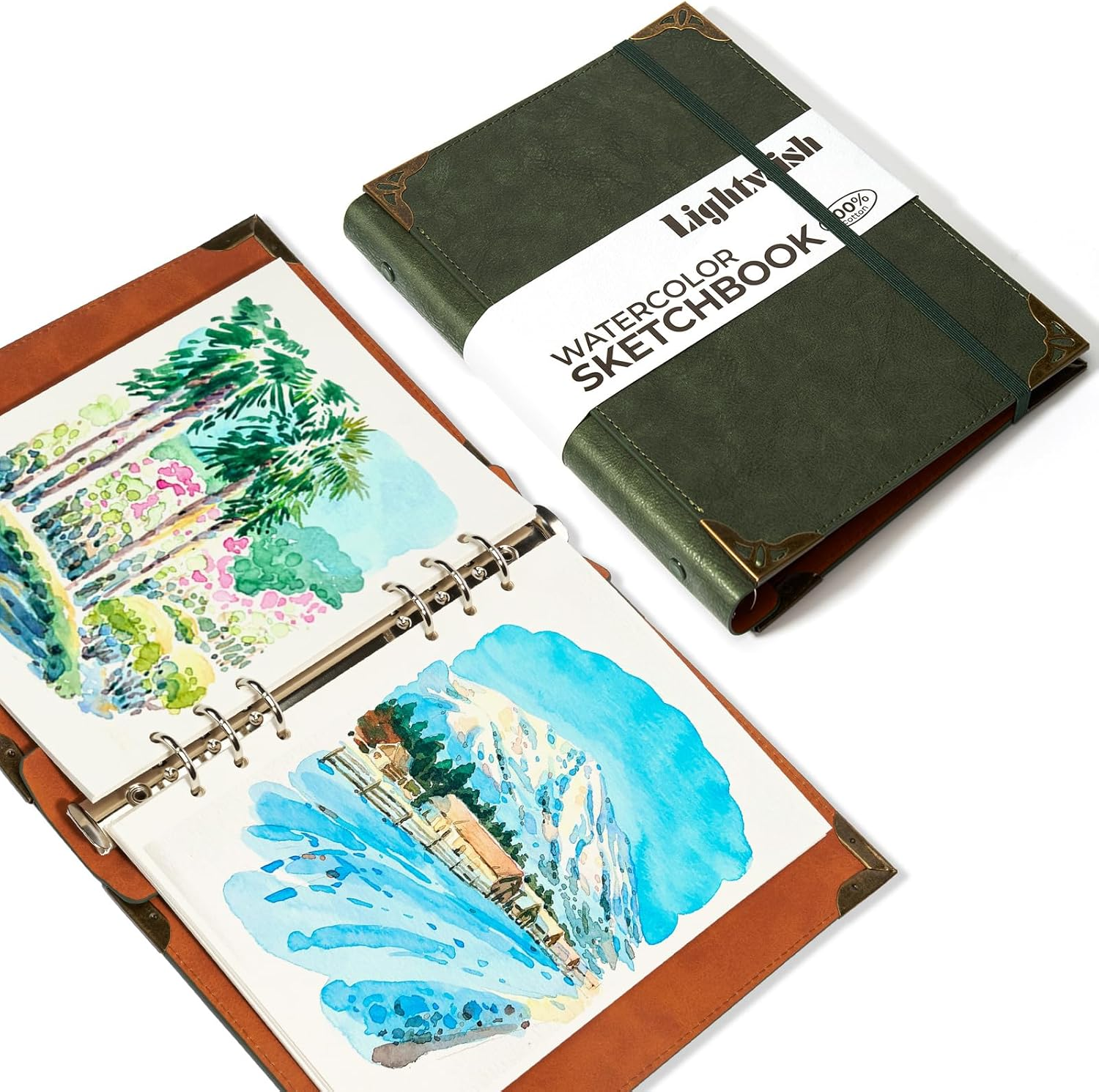 Lightwish Watercolor Sketchbook,100% Cotton Acid Free Watercolor Journal,300Gsm/140Lb Cold Press Watercolor Paper for Artists,Adults,Students,20 Sheets,5.5 * 8.2 Inches Paper