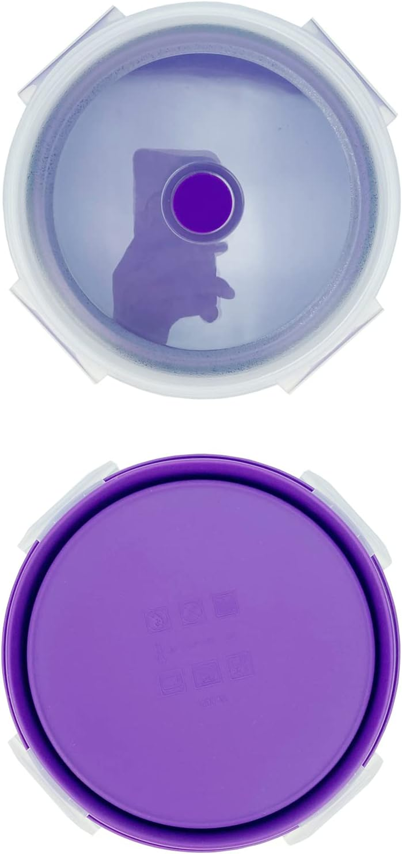 Lunbengo 1200Ml Large Camping Bowl with Foldable Spoon, Collapsible Bowl with Lid, Silicone Bento Box, for Travel Camping Meal Prep & Food Storage, Microwave Dishwasher Safe, Purple - Purple image number 6