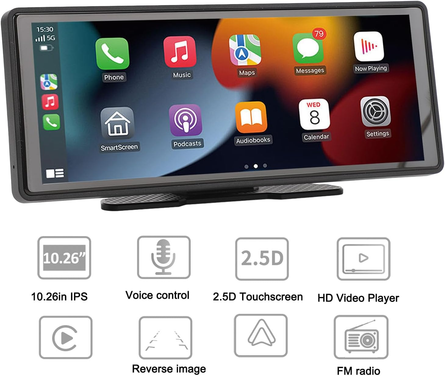 Generic Portable Car Stereo, 10.26 Inch FHD Touchscreen, Wireless Carplay Android Auto, Backup Camera, GPS Navigation, Bluetooth, Voice Control, AUX, Car Radio Receiver image number 6