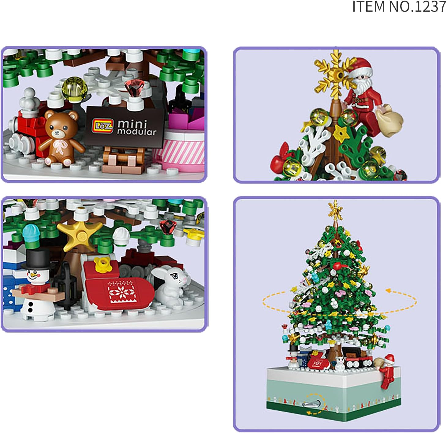 Christmas Tree Modular Building Kit &ndash; 506 Pcs Rotating Music-Box Display, Santa & Festive Ornaments &ndash; Creative Christmas Decoration & Gift, DIY Xmas Holiday Brick Kit
