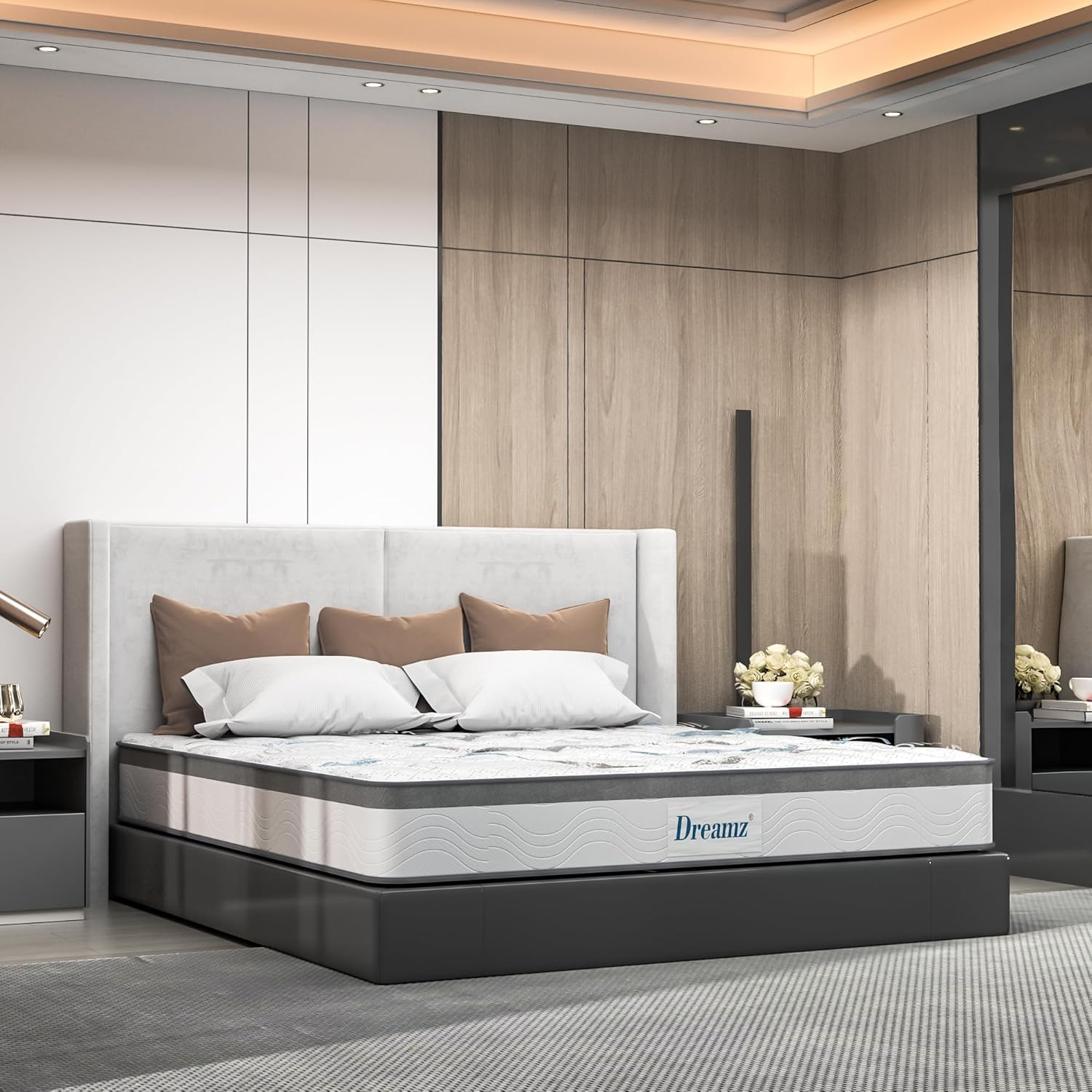 Dreamz Single Spring Mattress Knitted Fabric, Hypo-Allergenic Materials, Pocket Spring System, HD Foam Medium Firm Coil Bedding Tight Top, 25CM Thickness, Breathable Top,15Yrs Warranty, White image number 5