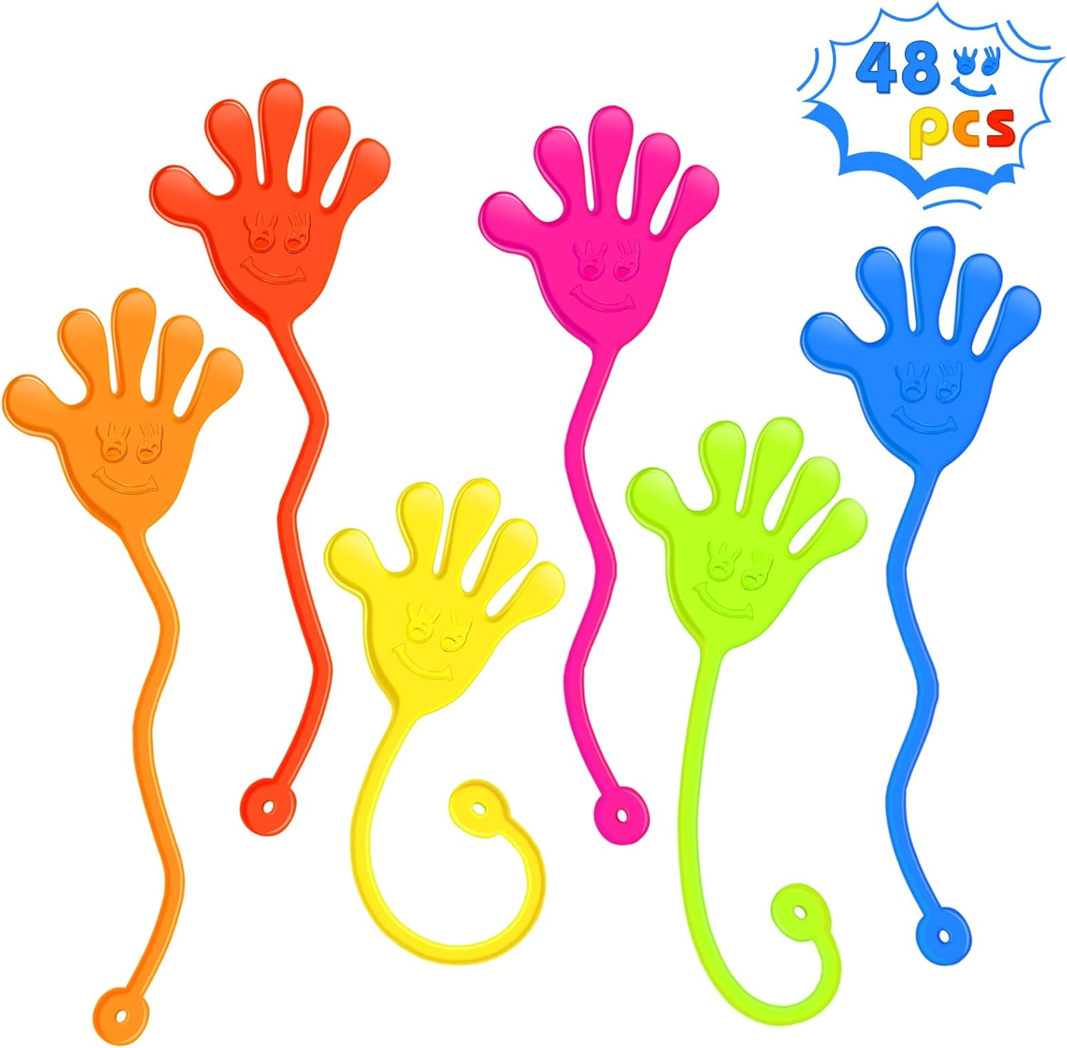 Sticky Hands Bulk 48 PCS Party Favors for Kids 4-8 8-12 Stretchy Sticky Hand Toy Easter Basket Stuffers Egg Fillers Goodie Bag Stuffers Treasure Box Toys for Classroom Prizes Birthday Party Supplies image number 3
