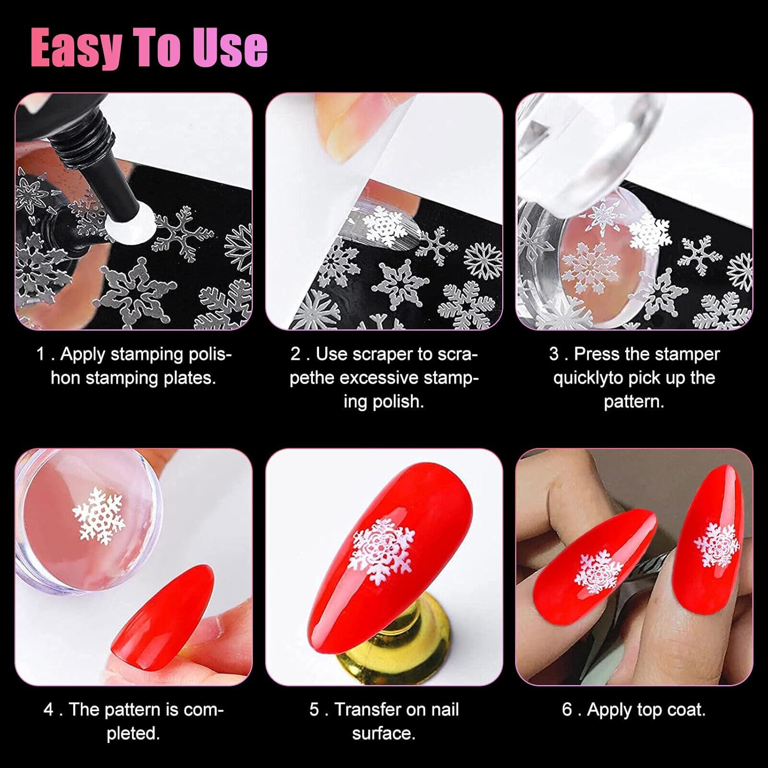 Nail Art Stamper, Clear Silicone Stamping Jelly with Scraper, Transparent Visible Body, No Misplacement for DIY Nail Decor, Home Manicure Starter Tool Salon, French Tip Stamp, 200-Time Using (Clear) image number 6
