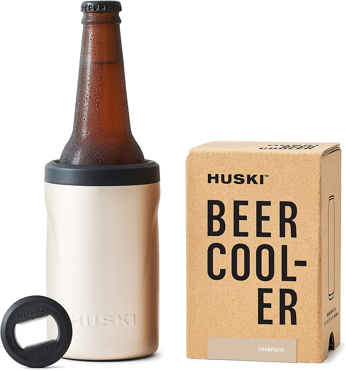 Huski Beer Cooler 2.0 | New | Premium Can and Bottle Stubby Holder | Triple Insulated Marine Grade Stainless Steel | Detachable 3-In-1 Opener | Works as a Tumbler | Gifts for Beer Lovers (Stainless)