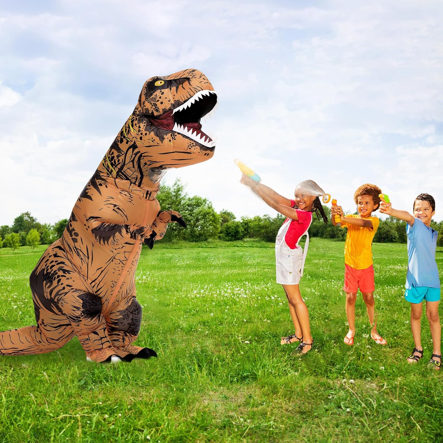 Inflatable Dinosaur Costume for Kids/Teens,Halloween Blow up T-Rex Costume, Christmas Easter Cosplay Party for Boys Girls - Teens image number 4