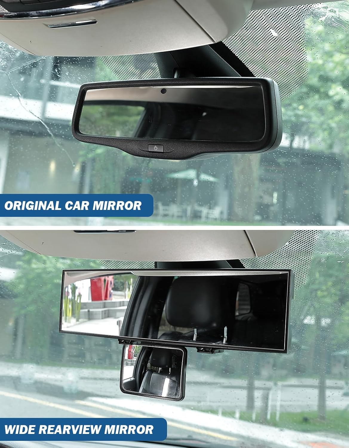 JOYTUTUS Car Rear View Mirror with Baby Mirror, Universal 11 Inch Panoramic Convex Rearview Mirror, Interior Clip-On Wide Angle Rear View Mirror to Reduce Blind Spot Effectively for Car SUV Trucks image number 1