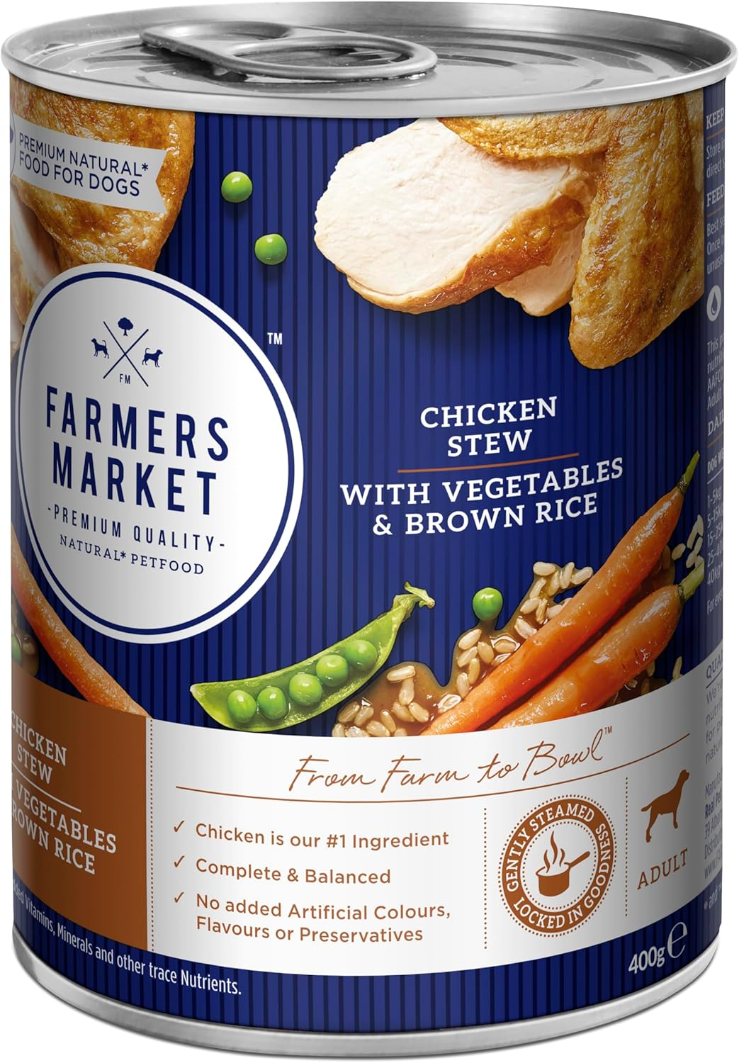 Farmer'S Market Chicken Stew with Vegetables & Brown Rice Adult Wet Dog Food 12X400G - Healthy Grains for Energy & Digestive Support, High-Protein for Muscle Strength and Omega 3 & 6 for Healthy Skin image number 2