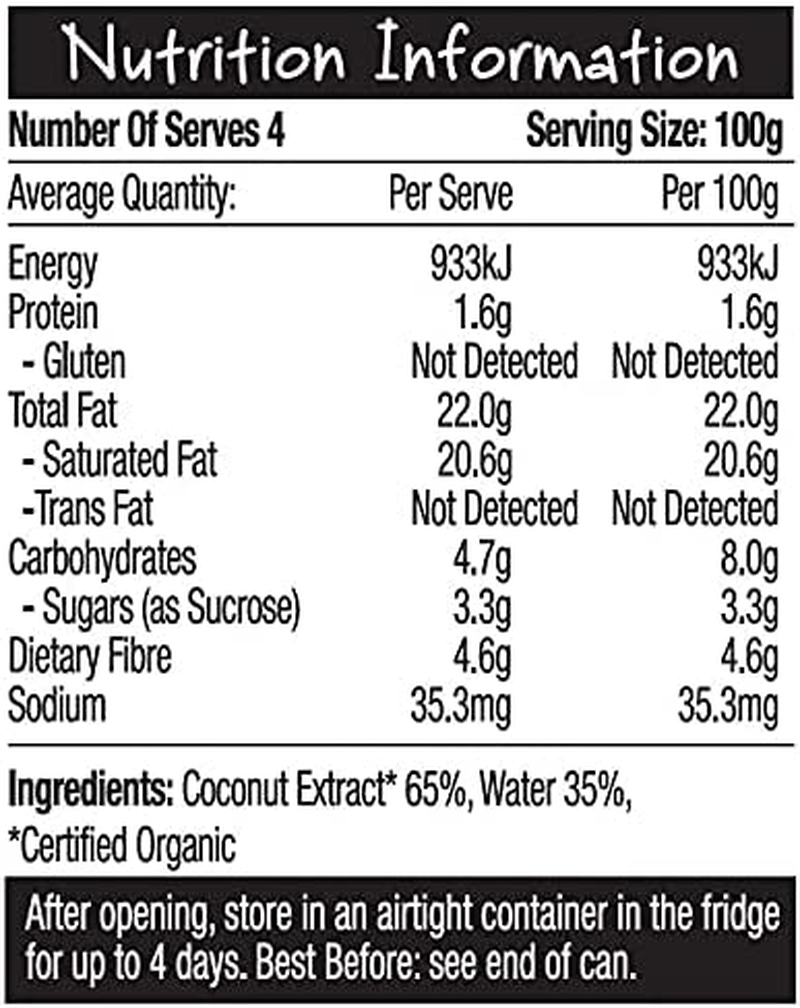 Global Organics Coconut Cream Can G/F 400 G