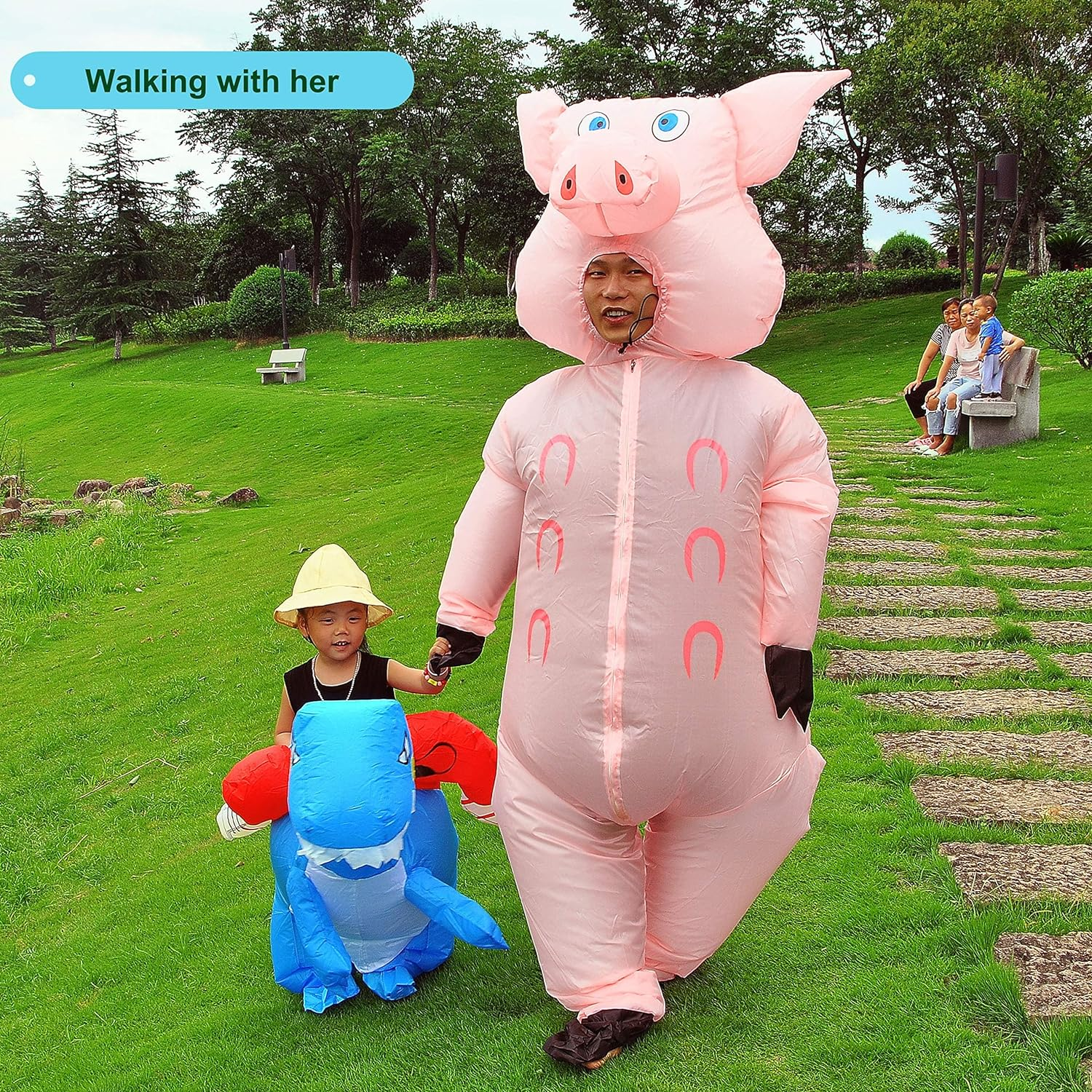 LUVSHINE Inflatable Pig Costume Adult, Fancy Dress, Blow up Costume Suitable for Party, Halloween, Christmas, Pink