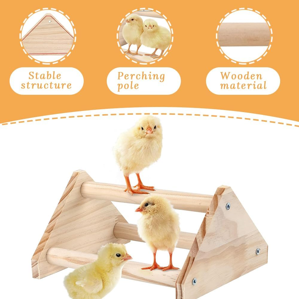 Grouse Perch with Mirror, Wooden Stand for Small Birds, Chicken Training Toys, Jungle Gym Perch for Small Birds, Parrots, Macaws, Chicks, Chicken Coop, Brooders