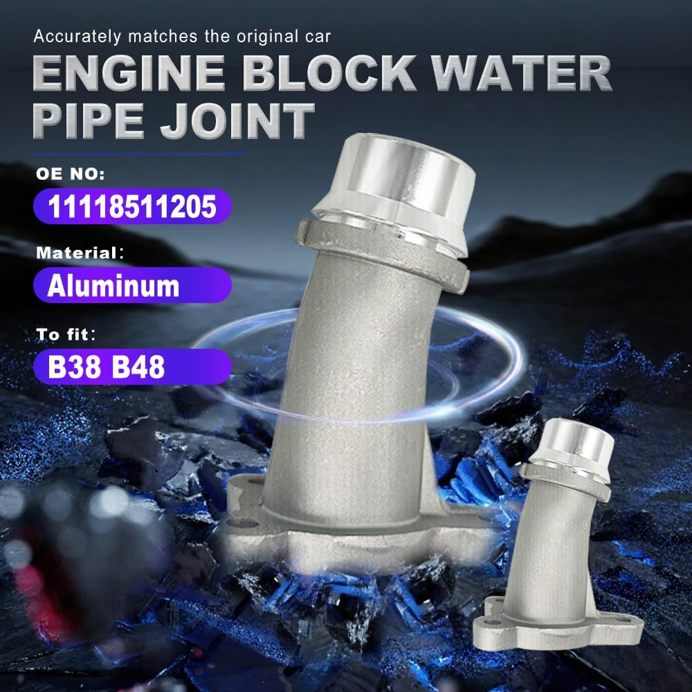 11118511205 Aluminum Engine Coolant Water Pipe Connector Compatible with BMW 1 2 3 4 5 6 7 Series X1 X2 X3 X4 X5 | Compatible with MINI F55 F56 2013-2019 | Replaces Plastic OE Coolant Flange image number 6