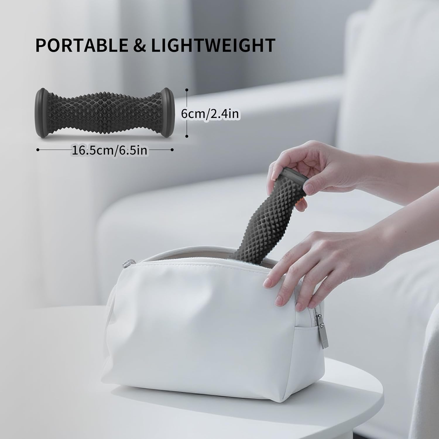 FITMIND Foot Massager Roller for Plantar Fasciitis Relief, Portable Foot Roller, Deep Tissue Muscle Massage, Foot Arch and Heel Pain, Reflexology Tool - Black image number 2