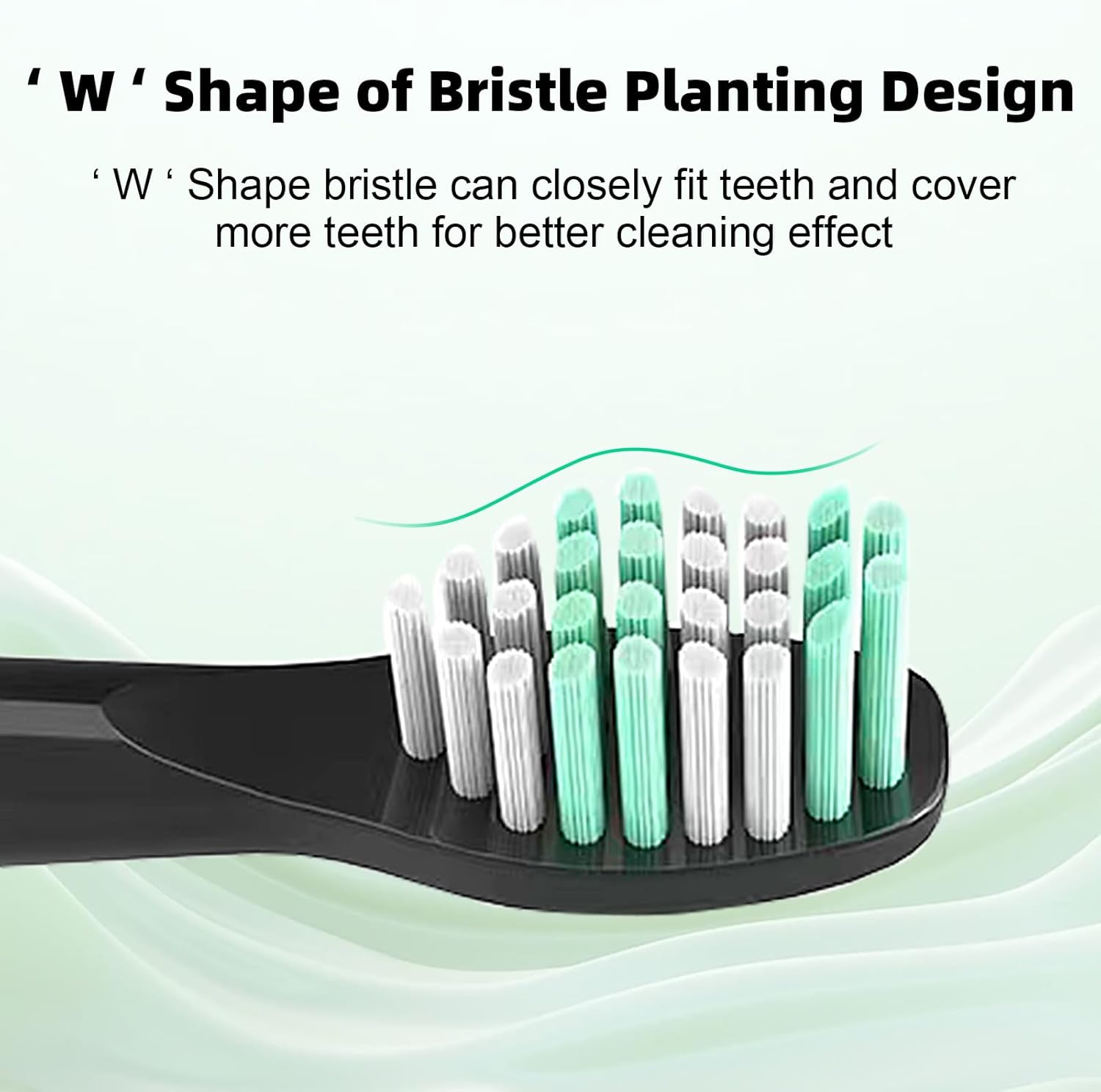 10 Pack Compatible with Rtauys M5 Sonic Electric Toothbrush Replacement Brush Heads with Dust Cover,For Rtauys M5 Sonic Electric Toothbrush (Black, M) image number 2