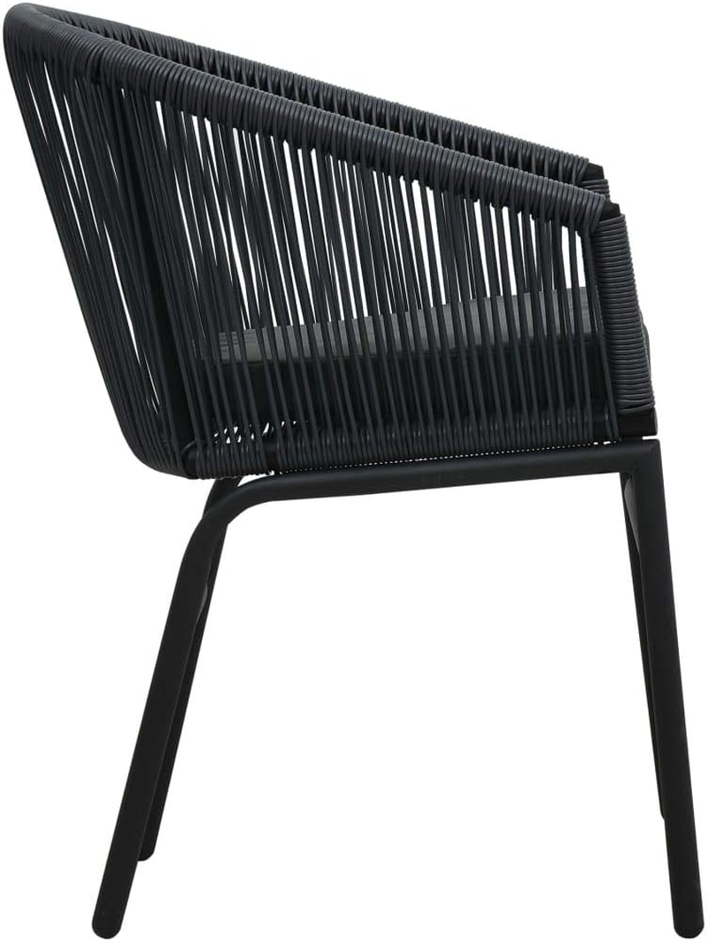 Vidaxl 3-Piece Bistro Set in Black PE Rattan, Weather Resistant Outdoor Lounge Set with Cushions, Glass Tabletop, Ideal for Patio, Garden and Terrace image number 3