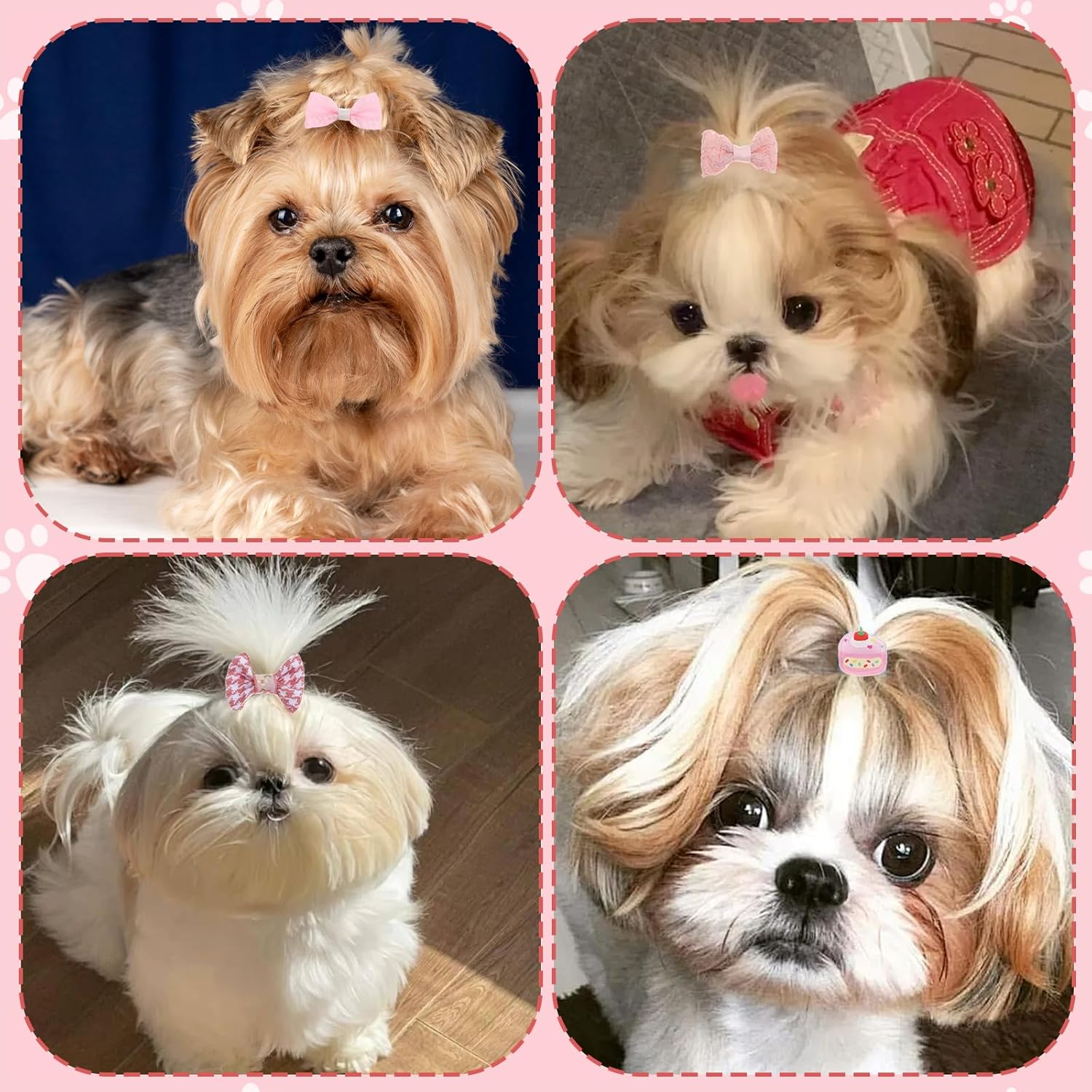 Giantree 20 Pcs Pink Dog Hair Bows for Small Dogs, Cute Dog Bows with Rubber Bands, Comfortable All-Season Hair Ties for Small Breeds (Pink) image number 5