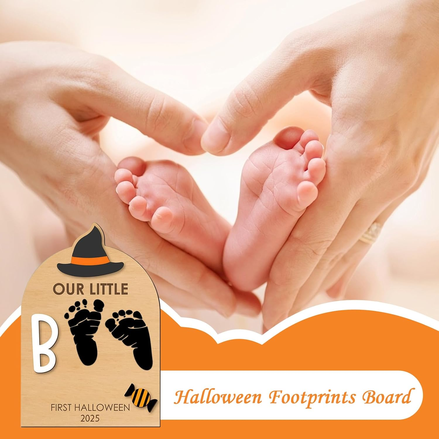 Foot Print Kit for Baby - Baby'S First Halloween Keepsake,Craft Kit with Ink Pad Hand Ornament for Birth Shower Mom Dad Kids Family, Christmas Halloween Nursery image number 3
