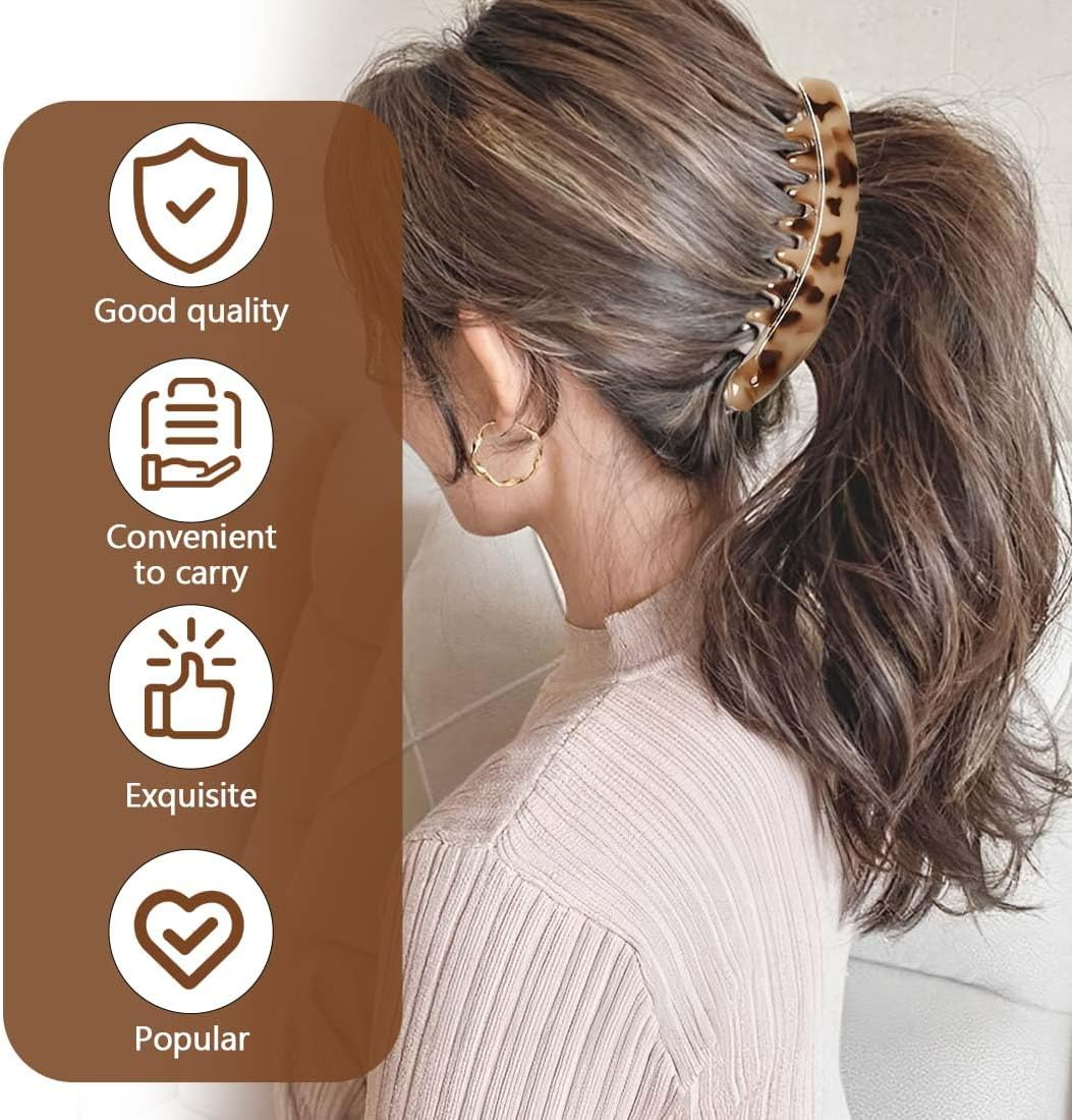 Pack of 10 Non-Slip Ponytail Hair Clips for Women and Girls with Thick Hair, Banana Clips Hair Holder, for Tying Ponytails, Banana Clip image number 2