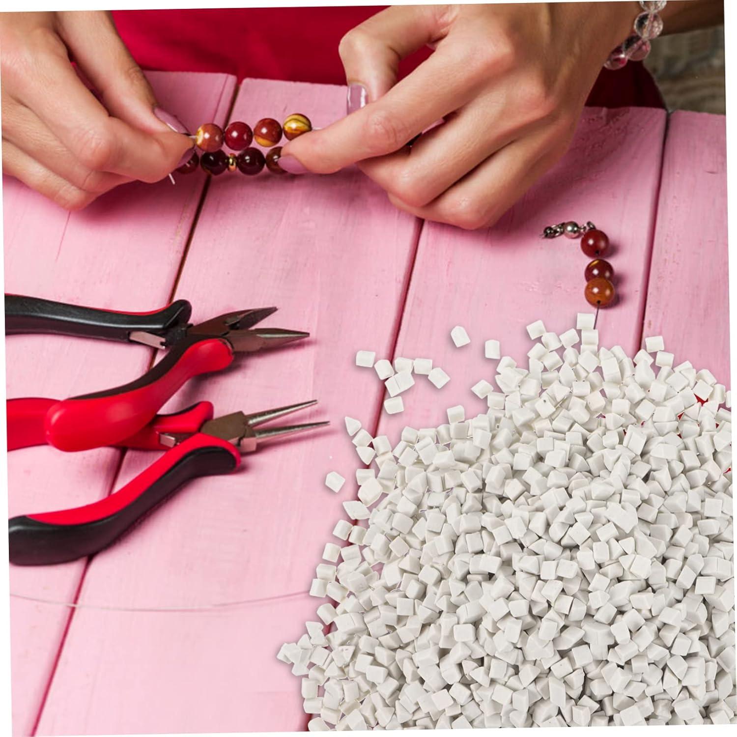 IWOWHERO 1 Set Rock Tumbler Media Tumbling Pellets Filler Media Tumbling Supplies Tumbling Abrasive for Grinding Rock Polishing Grit Craft Tumbling Abrasive White Triangle Ceramics image number 3