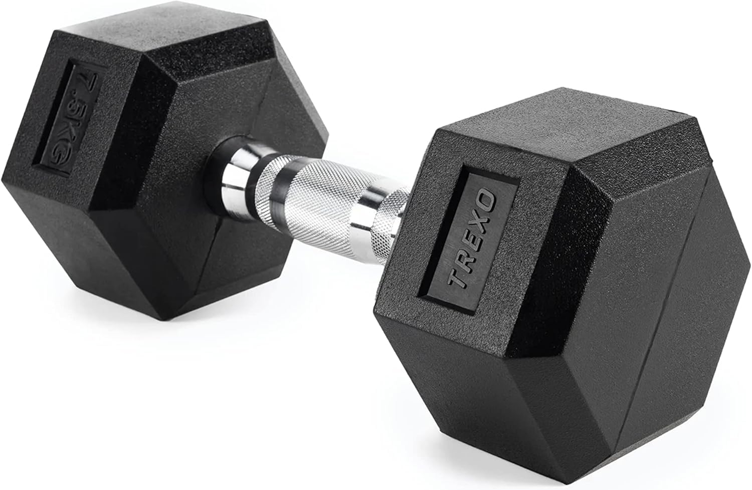 TREXO Hexagon Dumbbell Durable Rubberised Cast Iron for Strength Training at Home with Ergonomic Handle Stable and Versatile Hex Dumbbell