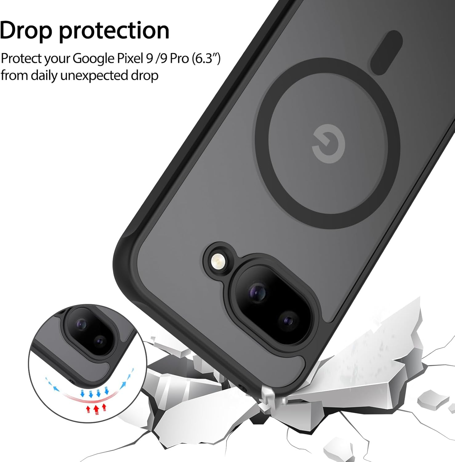 Leonids Magnetic Case for Google Pixel 9A Case 6.3-Inch 2025, Translucent Matte Case for Google Pixel 9A Case Cover (Black)