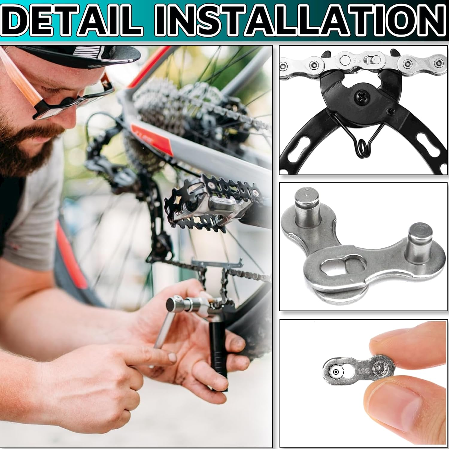 Missing Link 5 Pairs for 12 Speed Chain Master Link for Bicycle Chain Bike Chain Links 12 Speed Bike Chain Master Link Quick Link Bike Parts Bicycle Parts Mountain Bike Parts Chain Connector Link image number 4