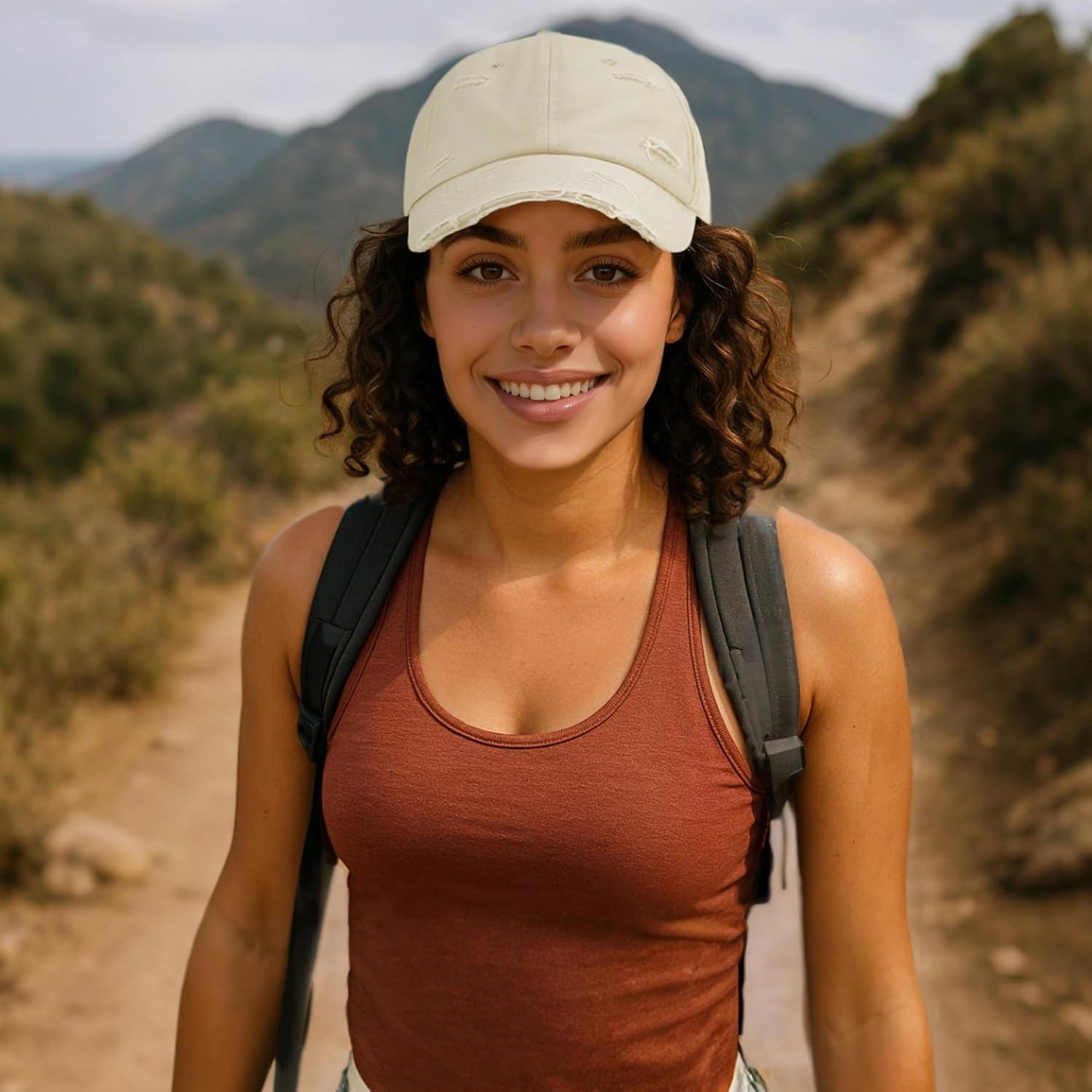 Komorebi Baseball Cap Women Men Vintage Washed Distressed Hats Adjusted Cotton Dad Hat Adjustable Trucker Headwear image number 6