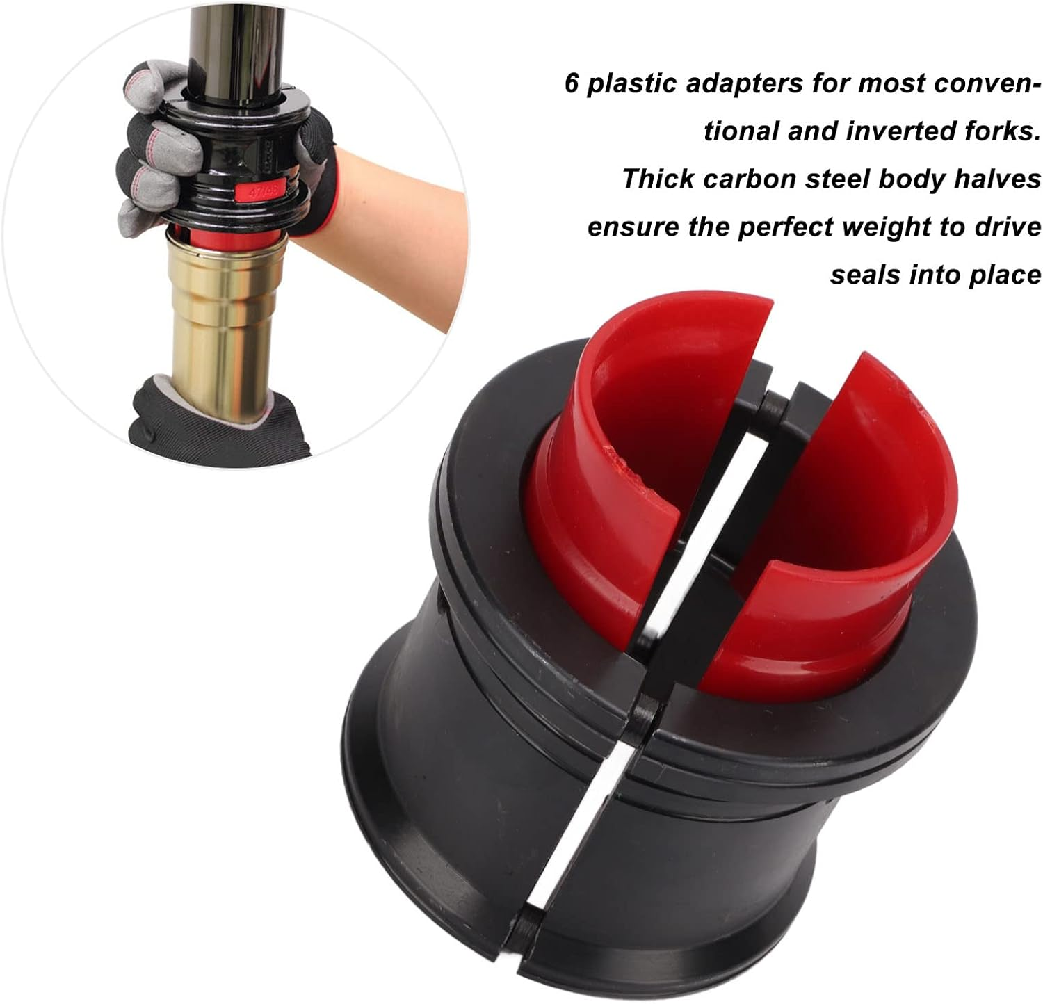 Motorcycle Bike Fork Seal Driver Tool Kit, Carbon Steel Universal 35‑50Mm Fork Seals Tool, Front Fork Driver Installer Tool Set for 35/36, 40/41, 42/43, 45/46, 47/48, 49/50Mm