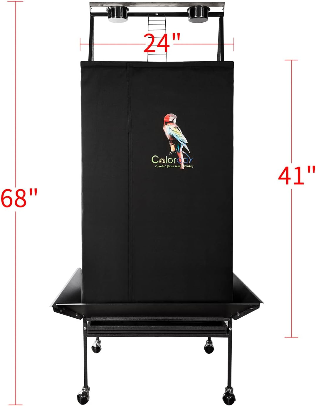 Colorday Good Night Bird Cage Cover for Large Bird Cage with Play Top,Black Large image number 2