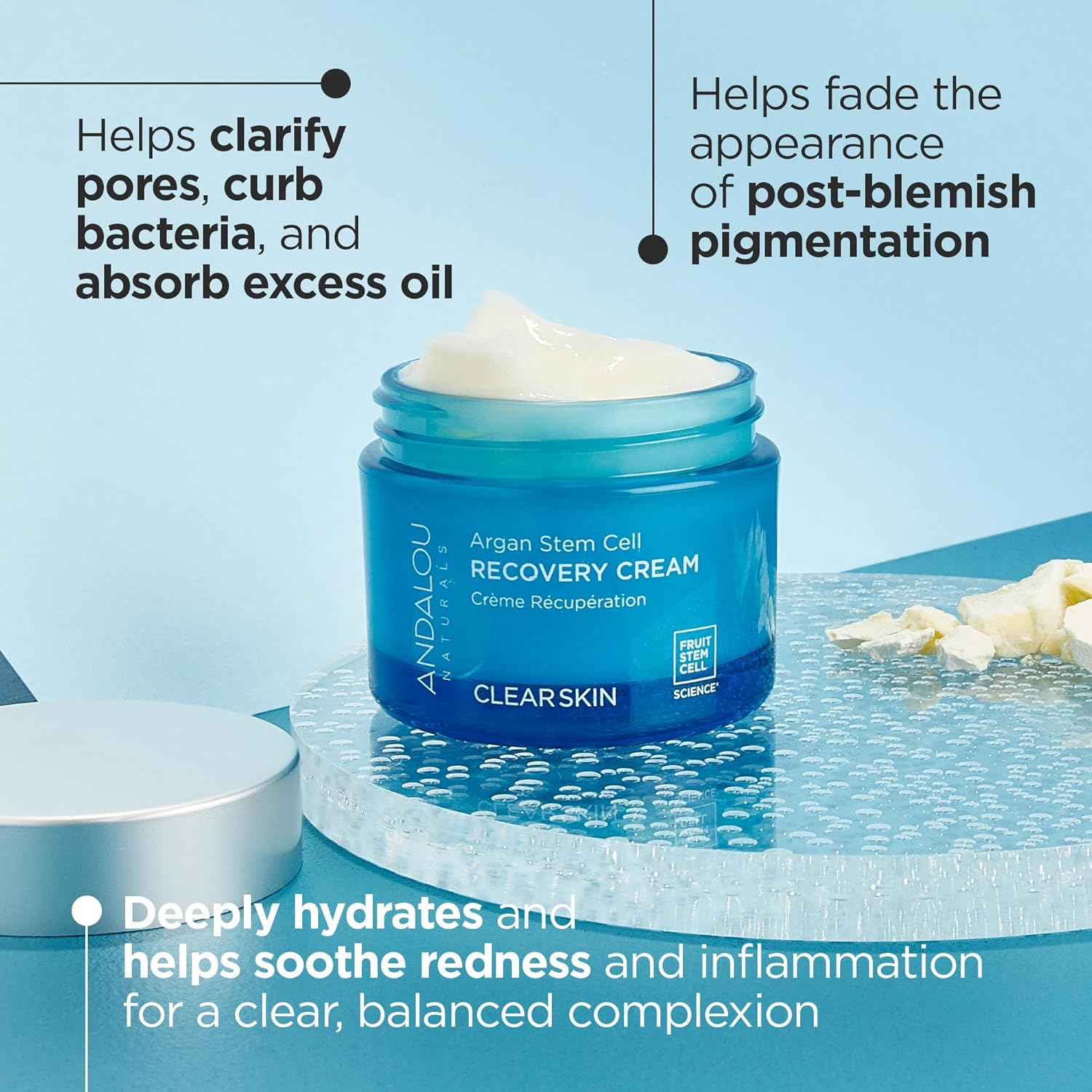 Andalou Naturals Andalou Naturals Clear Skin Argan Stem Cell Recovery Cream 50Ml, 50 Millilitre, BLUE image number 4