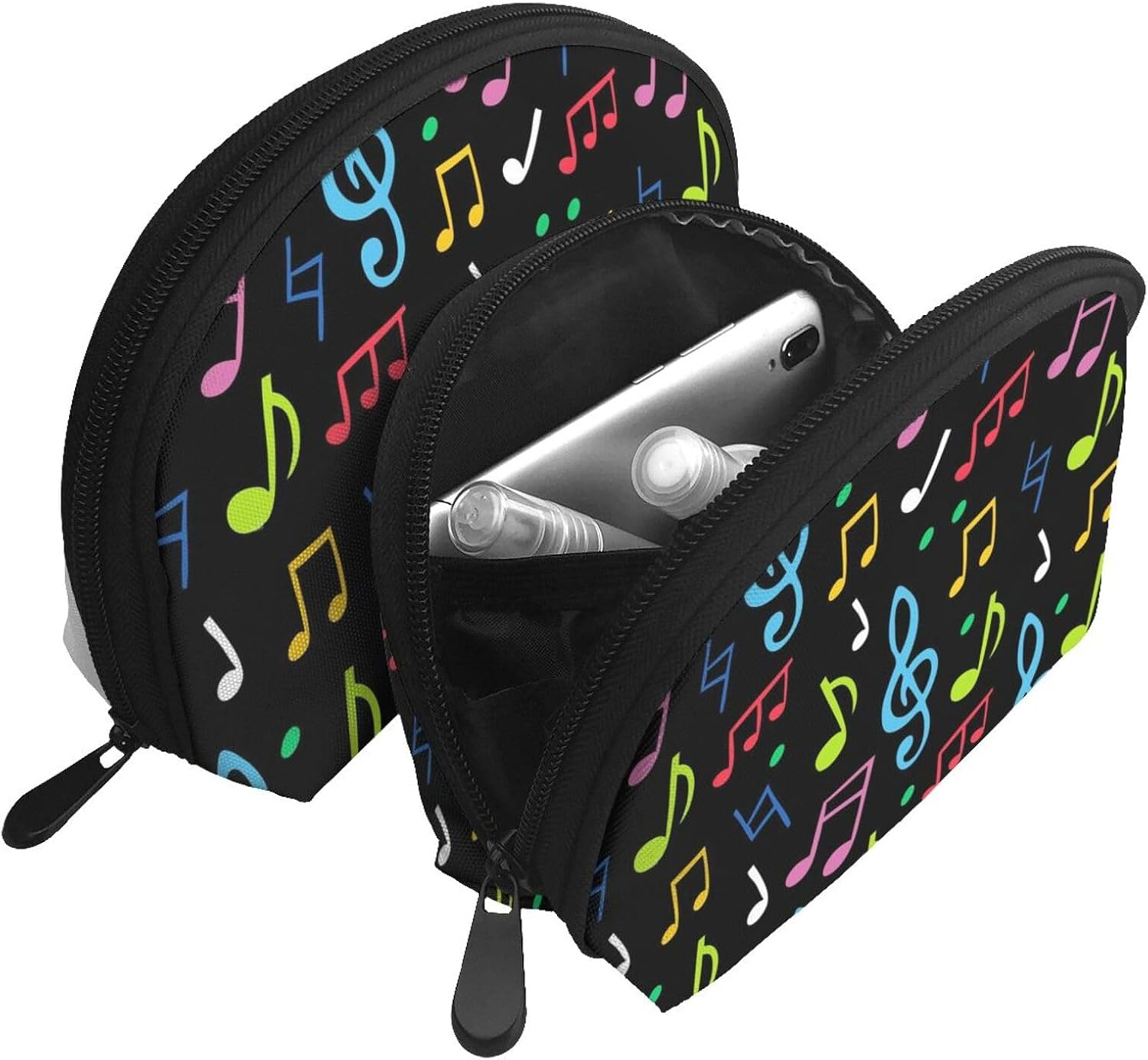 Cozimangoe Coin Pouch Makeup Bags Set, 2 Piece Shell Shape Cosmetic Bag with Pockets for Daily Travel Handbag Lipstick Keys Toiletry, Personalized Music image number 6