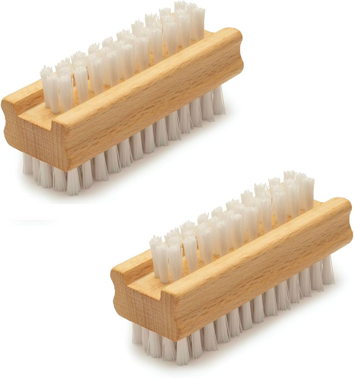 SOVYOULIVE 2 PACK Wooden Two-Sided Hand and Nail Brush,Dual-Sided Nail Brush with Non-Slip Grip | Stiff and Soft Bristles for Deep Cleaning image number 1