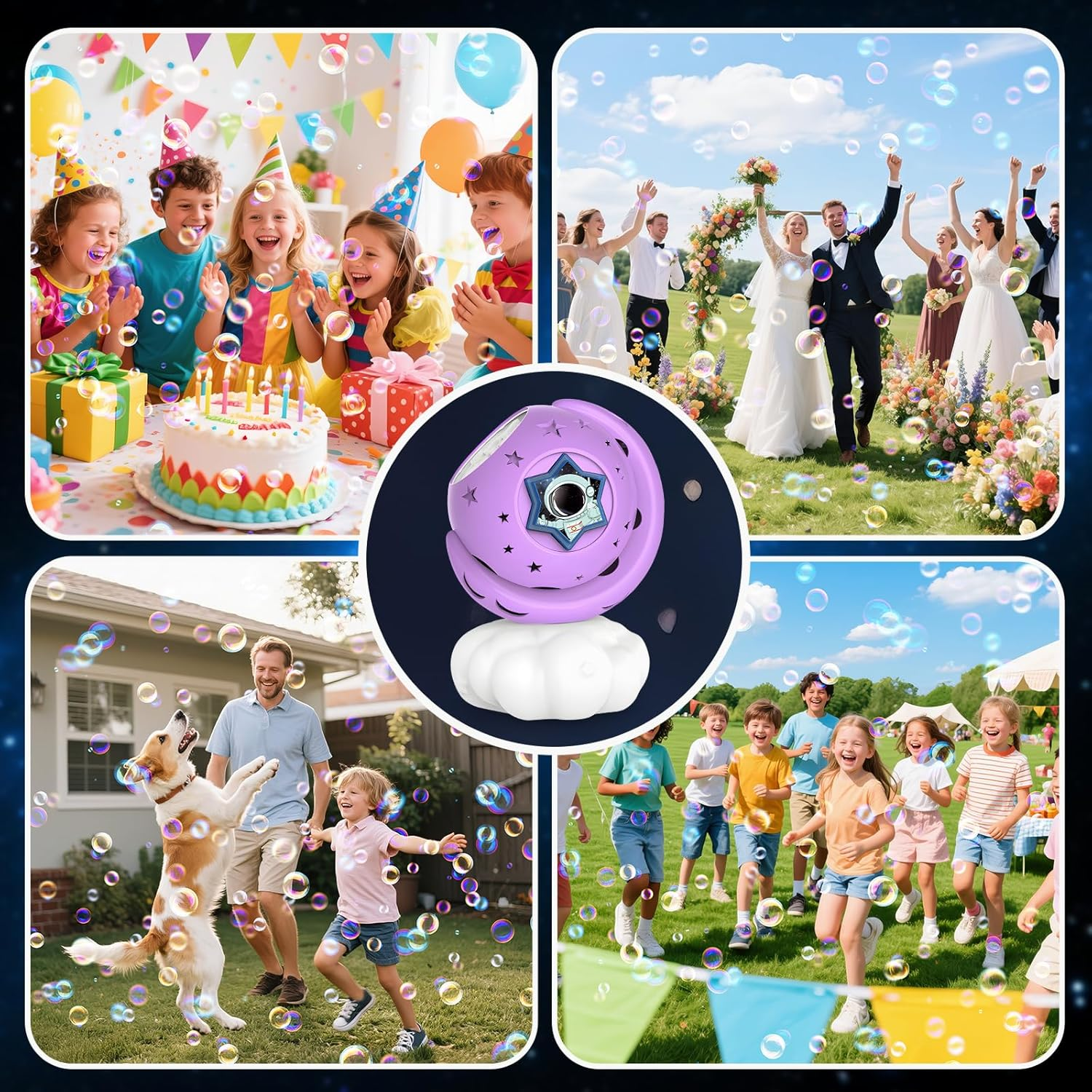 Zynexis Rechargeable Bubble Machine, Bubble Maker for Kids with Colorful LED Light, Make Large Bubbles, 600Ml Capacity - Outdoor Party Birthday Halloween Toys Gifts for Toddlers Ages 3+ Boys Girls image number 3