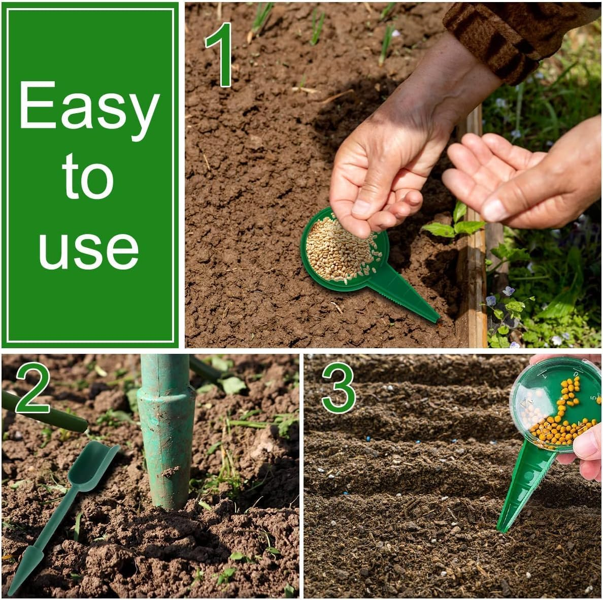 6Pcs Mini Sowing Seed Dispenser, Seed Planter Tool, Handheld Seed Planter, Mini Hand Seed Spreader, Seed Sower Tool, Garden Seed Planter, Small Seed Spreader with Seedlings Dibber Widger for Spreading