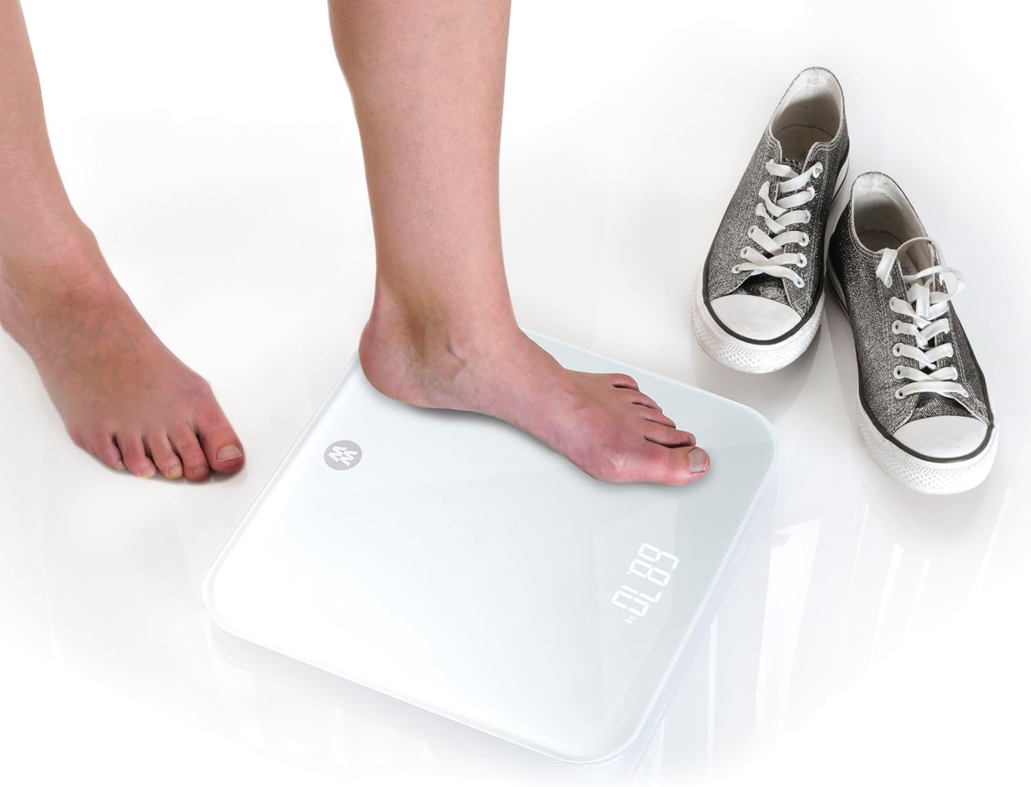 WW Style Body Weight Scale &ndash; Digital Bathroom Scale with Hidden LED Display, 30X30Cm Tempered Glass Platform, Sheer White Finish image number 5