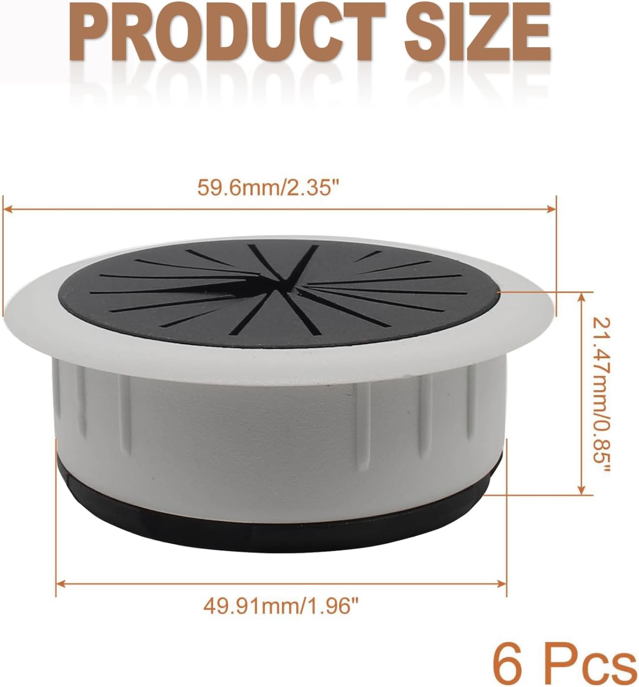 6Pcs Flexible Desk Grommet Detachable Data Cable Storage and Sorting Tools 50Mm/2Inch Grommet Adjustable Aperture Wire Cord Grommets Cable Hole Cover for Office Computer Desk Wire Organizer image number 1