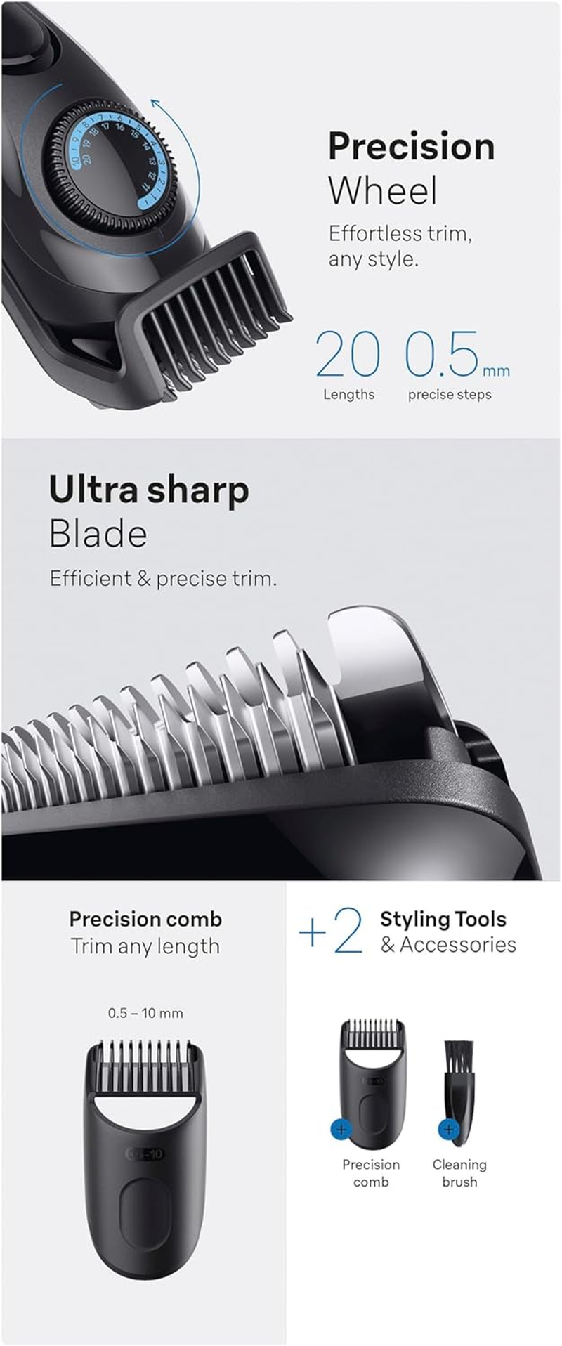 Braun BT3500 Series 3 Beard Trimmer with 2 Styling Tools image number 3