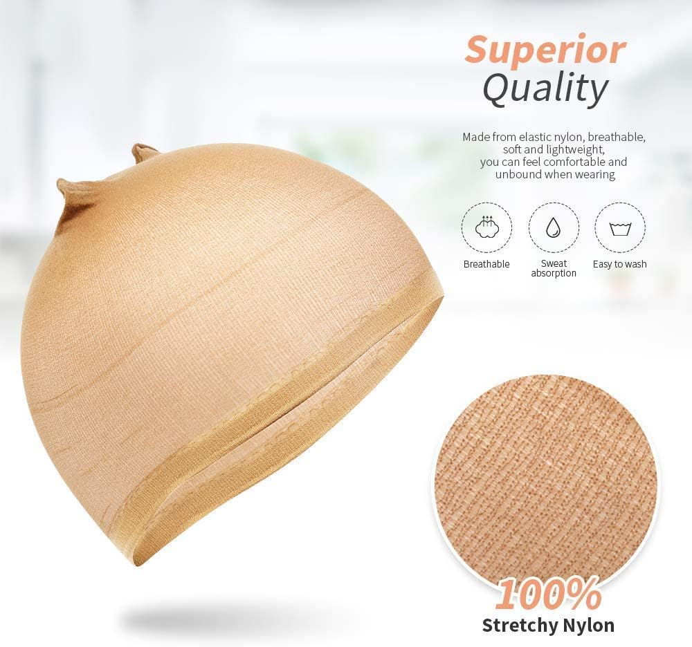 DEPHNARSA Stocking Wig Caps, 24 Pieces Stretchy Nylon Wig Caps Stocking Caps for Wigs Wig Caps for Women Men (E-Beige) image number 4