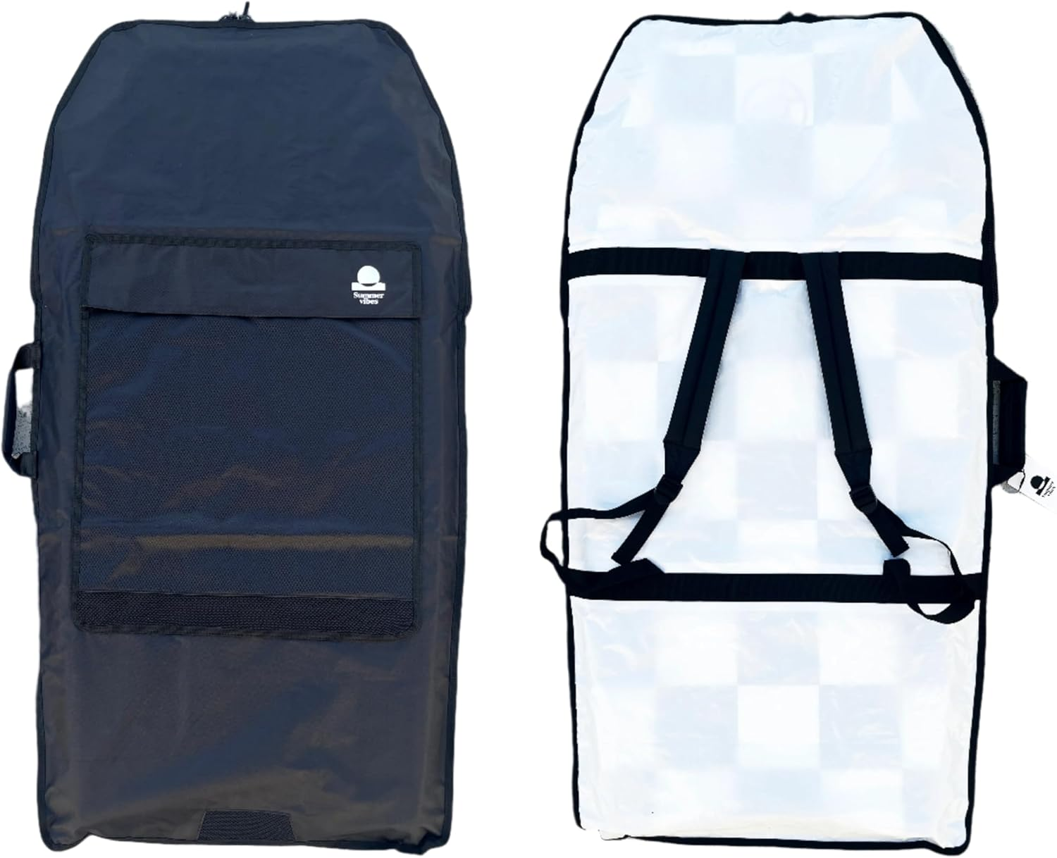 Summer Vibes Lite Bodyboard Backpack Boardbag &ndash; Holds 1-2 Boogie Boards up to 44&Prime; | Heavy-Duty Nylon with Corrosion-Resistant Zippers, Large Gear Pocket for Wetsuit & Fins | Lightweight Black