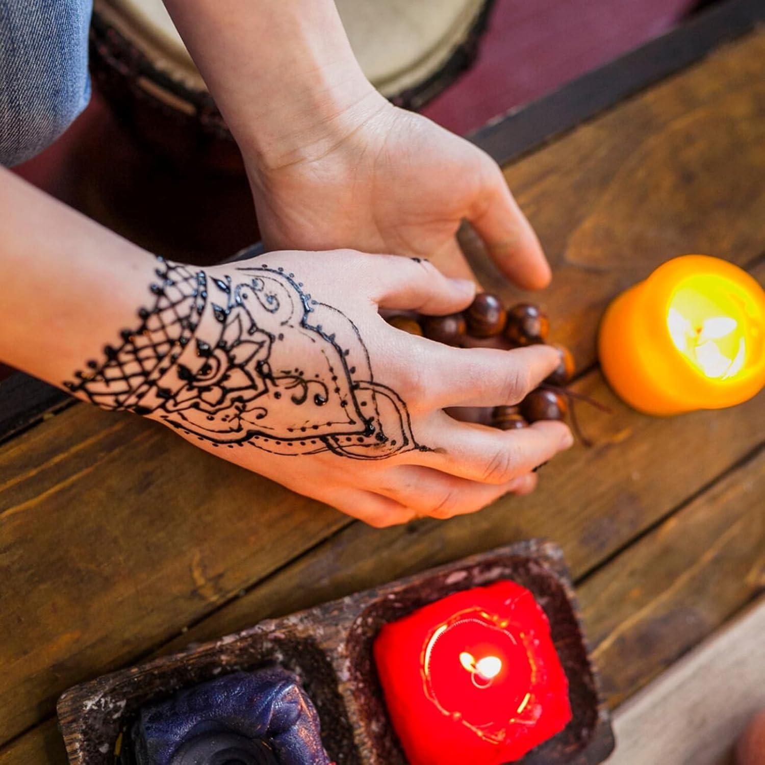 6 Pack 100% Natural Temporary Tattoo Paste Henna Cone | 1 Cone 31 Grams | Indian Body Art Painting Drawing Tattoos Freckles (Black Color) image number 2