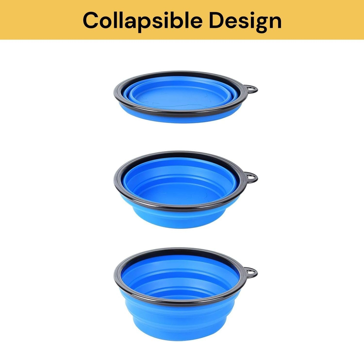 Portable Silicone Pet Bowl, Foldable Expandable Water Feeding Travel Bowl Cup Dish for Pet Dog Cat Food Water Feeder for Travel Camping or Out Door Portable Cup Dish (Black) image number 3