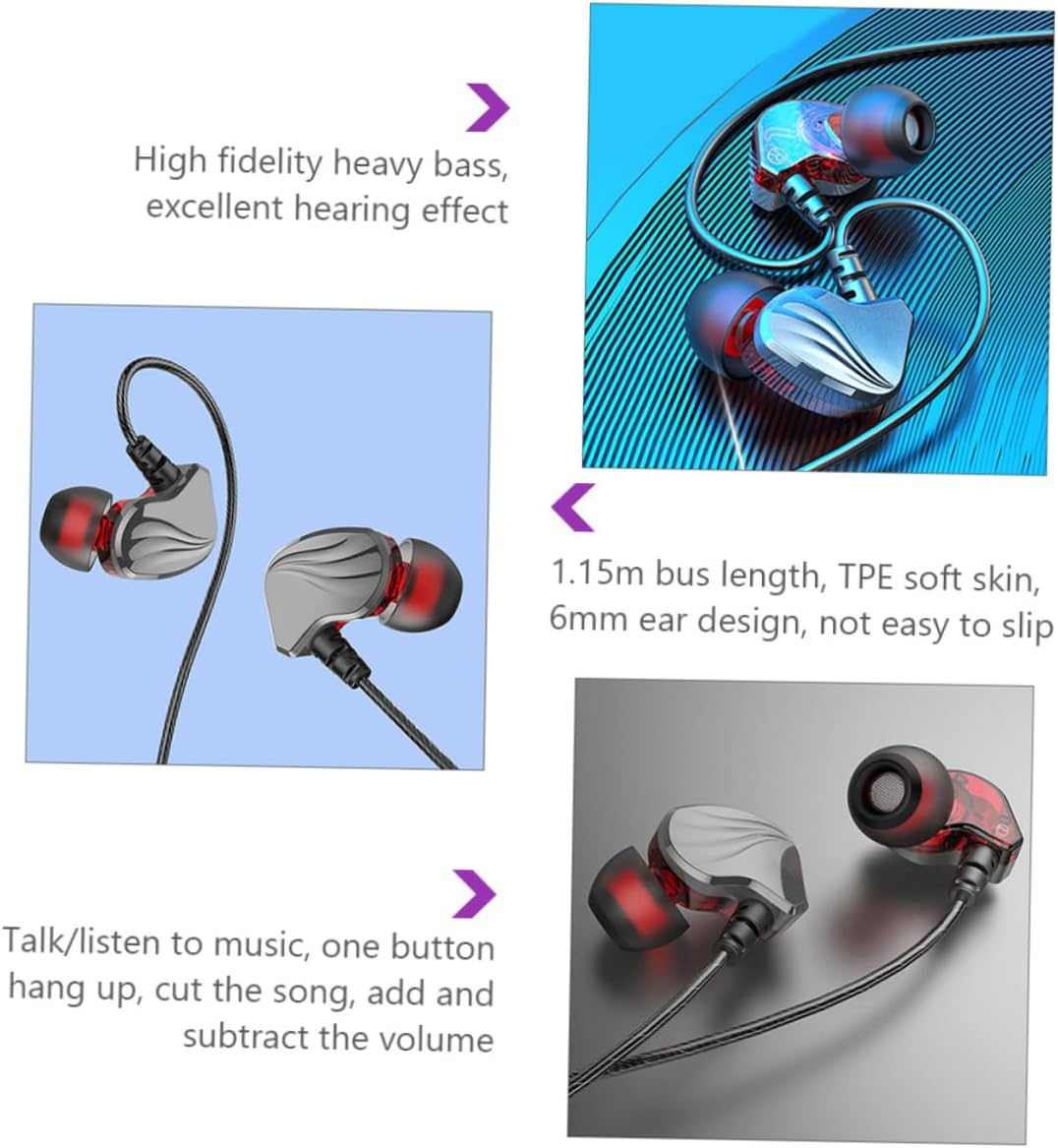 LOORGVEL 3.5Mm Plug In-Ear Bass Earphones Wired Headphones Microphone Universal Compatibility for Mobile Phones and Tablets Gunmetal Color image number 3