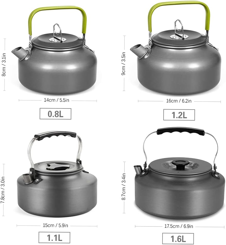 1.1L Portable Ultra-Light Outdoor Hiking Camping Picnic Water Kettle Teapot Coffee Pot Anodised Aluminum 1.1L