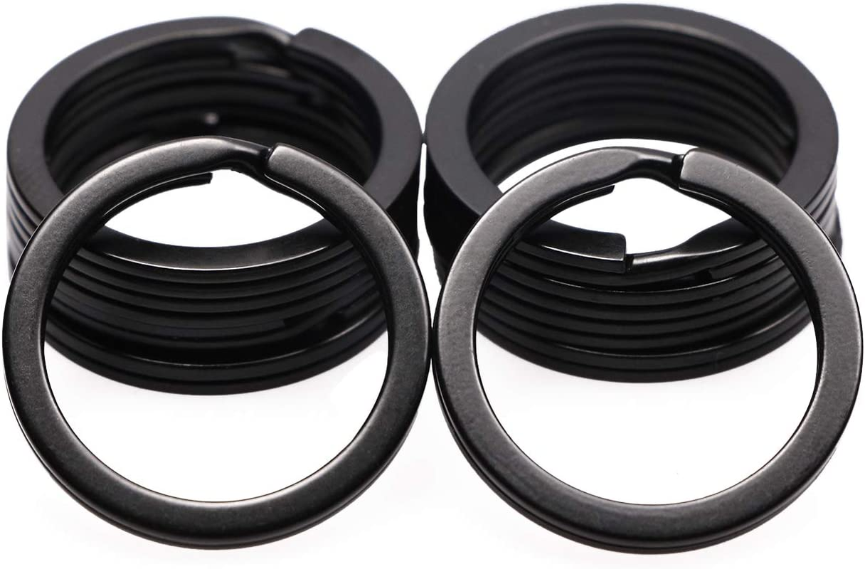 Shapenty 1 Inch/25Mm Diameter Metal Flat Split Key Chains Rings for Home Car Keys Attachment (Black,10Pcs/Box)