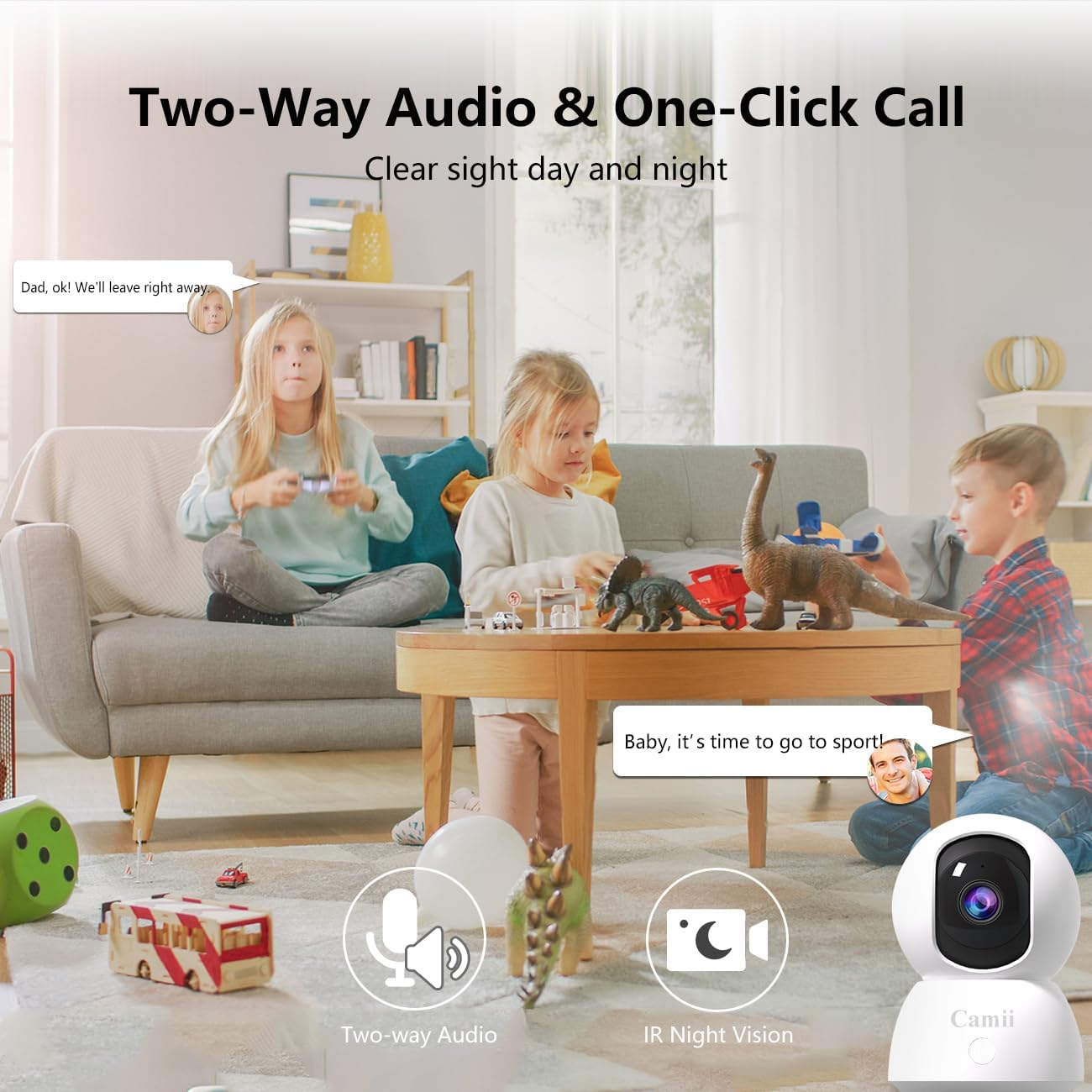 2Pack 3MP Pet Camera Dog Camera with Phone App 5G/2.4Ghz Wifi Cameras Indoor Security Camera for Baby, 360&deg; Pan & Tilt, 2-Way Audio, Night Vision, SD Card & Cloud Storage image number 2