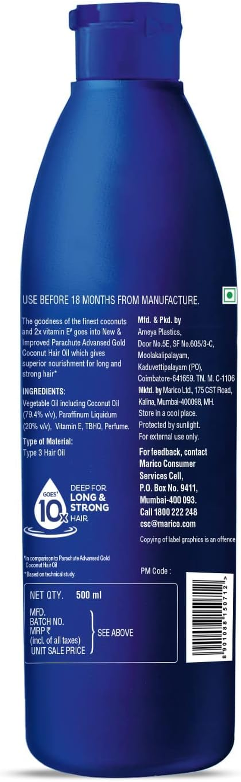 Parachute Advansed Gold Coconut Hair Oil, 190 Ml image number 6