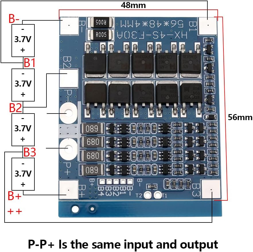 SING F LTD 2Pcs Lifepo4 BMS 4S 30A 12.8V Protection Board Battery Balance Protection Board BMS PCB 18650 Charging Circuit Protection Board Suitable for Electric Motorcycles image number 5
